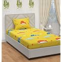 Cotton All Round Elastic Fitted Bedsheets with 1 Pillow Cover|Single Mattress Bed Breathable| Longlasting | Supersoft Size - 36 x 72 + 6 inches (Color -Yellow)