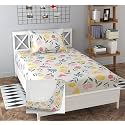 Cotton All Round Elastic Fitted Bedsheets with 1 Pillow Cover|Single Mattress Bed Breathable| Longlasting | Supersoft Size - 36 x 72 + 6 inches (Color -Off White Green)