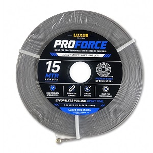 luxus proforce heavy duty wire puller 15 meter  flexible spring steel cable pulling tool for electricians amp contractors