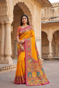 luxvera Woven Floral Print Self Design Banarasi