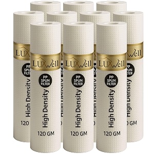dotted 10 inch high density spun pre-filter 5 micron pp spun cartridge compatible for 10 inch pre-filter housing of all water purifier  pack of 9 spun filter 120 gram