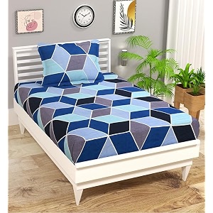 luxyry trends cotton all round elastic fitted bedsheets with 1 pillow coversingle mattress bed breathable longlasting  supersoft size - 36 x 72  6 inches color -sky blue