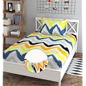 Luxyry Trends Cotton All Round Elastic Fitted Bedsheets with 1 Pillow Cover|Single Mattress Bed Breathable| Longlasting | Supersoft Size - 36 x 72 + 6 inches (Color -Yellow & Blue)