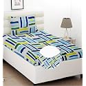 Luxyry Trends Cotton All Round Elastic Fitted Bedsheets with 1 Pillow Cover|Single Mattress Bed Breathable| Longlasting | Supersoft Size - 36 x 72 + 6 inches (Color -Blue Striped)