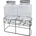 2-Piece 3L Glass Beverage Dispenser Set with Stand & Tap – Imported Pitchers for Beer, Juice, Water & Cold Drinks