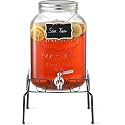 Glass Beverage Drinks Dispenser | Ideal for Parties and Gifts | 5Liter Black Stand