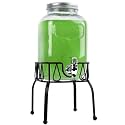 2-Piece 3L Glass Beverage Dispenser Set with Stand &amp; Tap – Imported Pitchers for Beer, Juice, Water &amp; Cold Drinks
