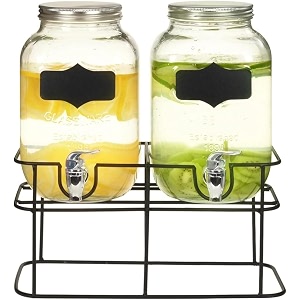 2-piece 3l glass beverage dispenser set with stand amp tap  imported pitchers for beer juice water amp cold drinks