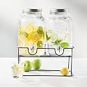 2-Piece 3L Glass Beverage Dispenser Set with Stand &amp; Tap – Imported Pitchers for Beer, Juice, Water &amp; Cold Drinks