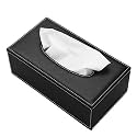 LWVAX® Rectangular Tissue Paper Box Holder PU Leather Facial Tissue Holder for Home Office Car Hotel - Rectangular Tissue Paper Dispenser - 23x12x8.5 cm - Black (Leather)