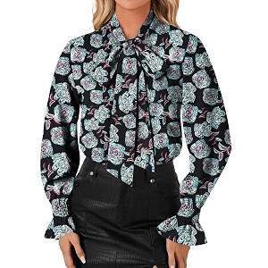 LYANER Womens Bow Tie Neck Business Work
