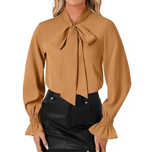 LYANER Womens Bow Tie Neck Business Work