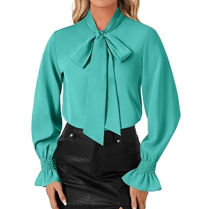LYANER Womens Bow Tie Neck Business Work