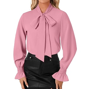 LYANER Womens Bow Tie Neck Business Work