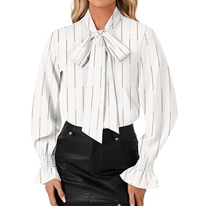 LYANER Womens Bow Tie Neck Business Work
