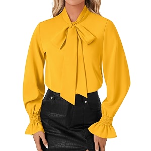 LYANER Womens Bow Tie Neck Business Work
