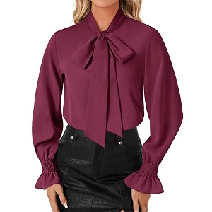 LYANER Womens Bow Tie Neck Business Work