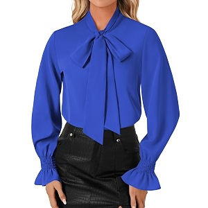 LYANER Womens Bow Tie Neck Business Work
