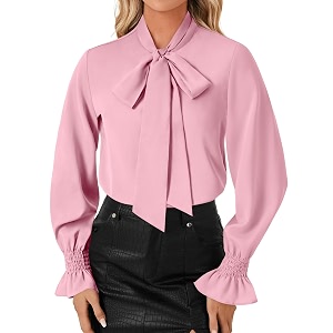 LYANER Womens Bow Tie Neck Business Work