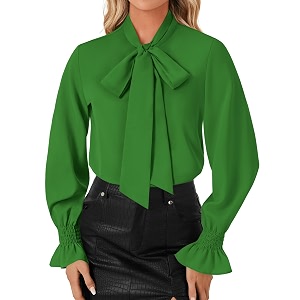 LYANER Womens Bow Tie Neck Business Work
