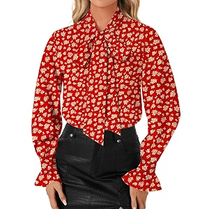 LYANER Womens Bow Tie Neck Business Work