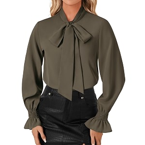 LYANER Womens Bow Tie Neck Business Work