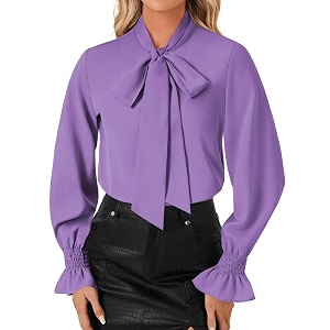 LYANER Womens Bow Tie Neck Business Work