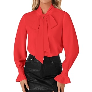 LYANER Womens Bow Tie Neck Business Work
