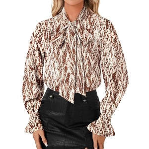 LYANER Womens Bow Tie Neck Business Work