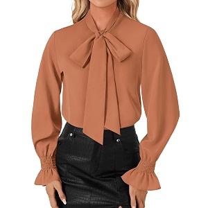 LYANER Womens Bow Tie Neck Business Work