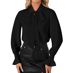 LYANER Womens Bow Tie Neck Business Work