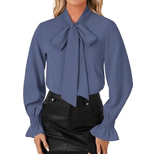 LYANER Womens Bow Tie Neck Business Work