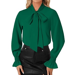 LYANER Womens Bow Tie Neck Business Work