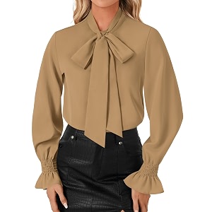 LYANER Womens Bow Tie Neck Business Work