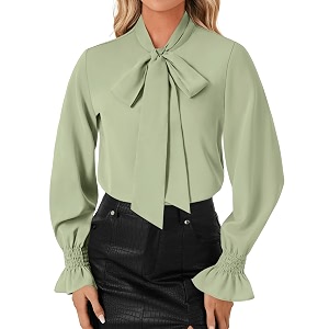 LYANER Womens Bow Tie Neck Business Work