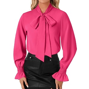 LYANER Womens Bow Tie Neck Business Work