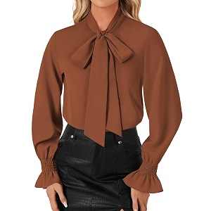LYANER Womens Bow Tie Neck Business Work