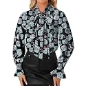 LYANER Women39s Bow Tie Neck Business Work