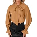 LYANER Womens Bow Tie Neck Business Work