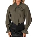 LYANER Women39s Bow Tie Neck Business Work