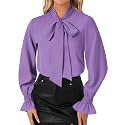 LYANER Womens Bow Tie Neck Business Work