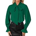 LYANER Women39s Bow Tie Neck Business Work