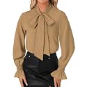 LYANER Women39s Bow Tie Neck Business Work