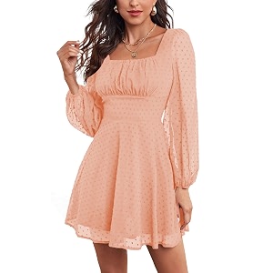 LYANER Womens Polka Dots Square Neck A