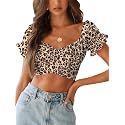 LYANER Women's Puff Short Sleeve Y2k Crop Top