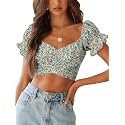 LYANER Women's Puff Short Sleeve Y2k Crop Top