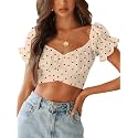 LYANER Women's Puff Short Sleeve Y2k Crop Top