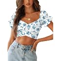 LYANER Women's Puff Short Sleeve Y2k Crop Top