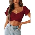 LYANER Women's Puff Short Sleeve Y2k Crop Top
