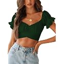 LYANER Women's Puff Short Sleeve Y2k Crop Top